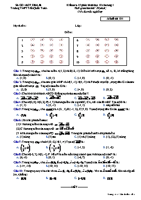 Kiểm tra 15 phút - Hình học 10 - Chương 1 - Mã đề thi 101